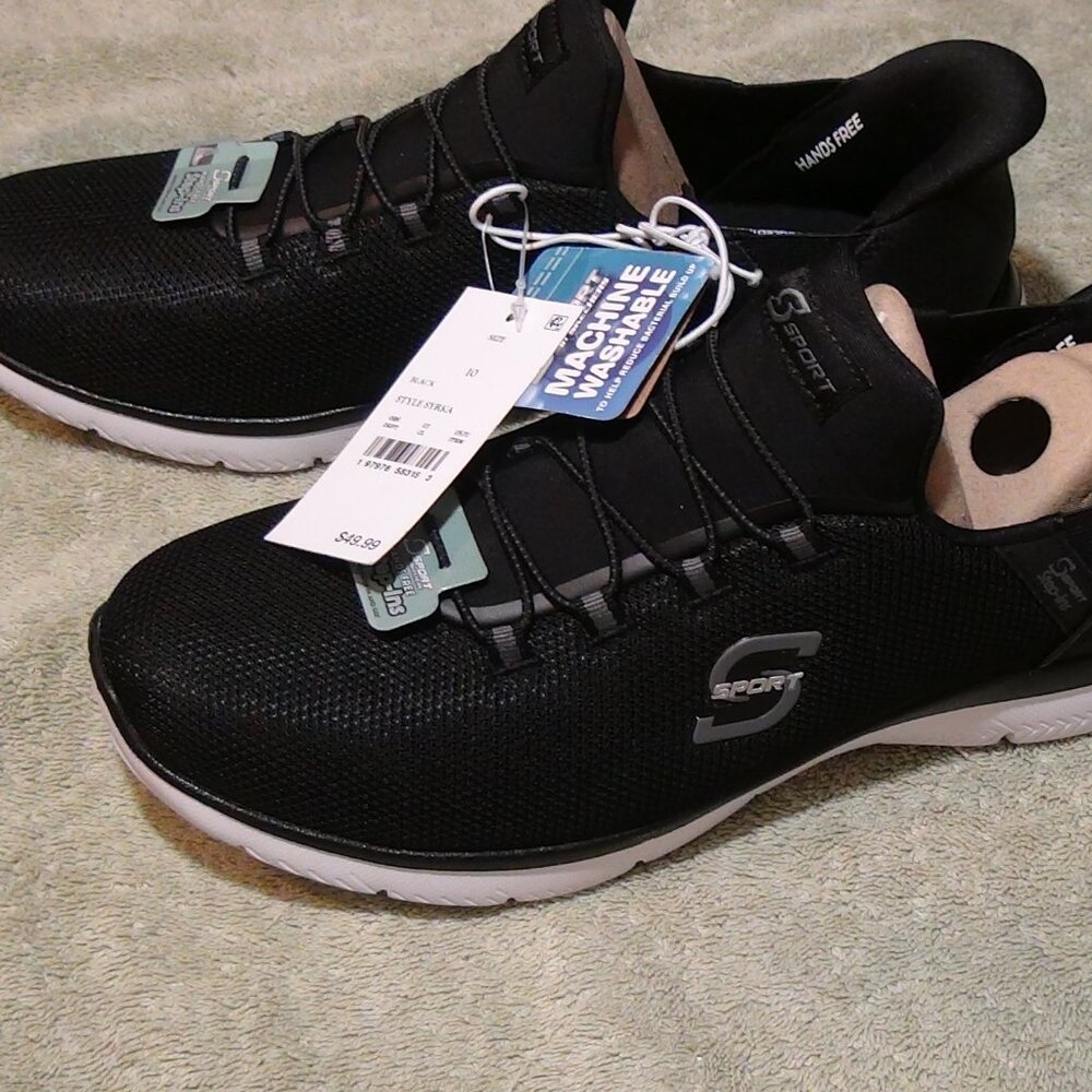 S Sport By Skechers Women's 6/8.5/10 Hands Free Syrka Step-Ins Sneakers Black